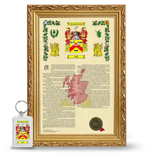 Aust Framed Armorial History and Keychain - Gold