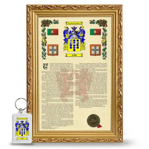 Avilla Framed Armorial History and Keychain - Gold