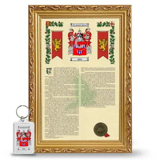 Ayen Framed Armorial History and Keychain - Gold