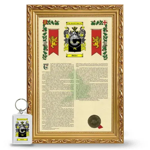 Büsher Framed Armorial History and Keychain - Gold