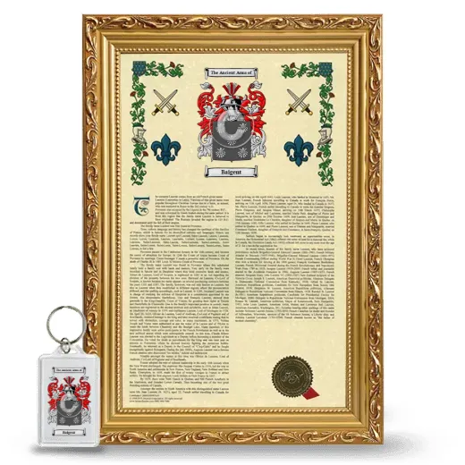 Baigent Framed Armorial History and Keychain - Gold