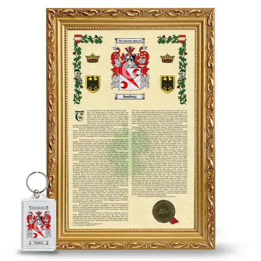 Bamburg Framed Armorial History and Keychain - Gold