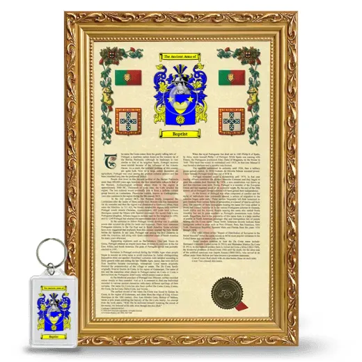 Baptist Framed Armorial History and Keychain - Gold