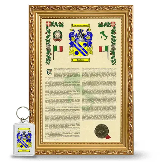 Barbaro Framed Armorial History and Keychain - Gold