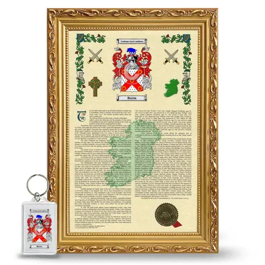 Baren Framed Armorial History and Keychain - Gold