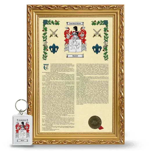 Barret Framed Armorial History and Keychain - Gold