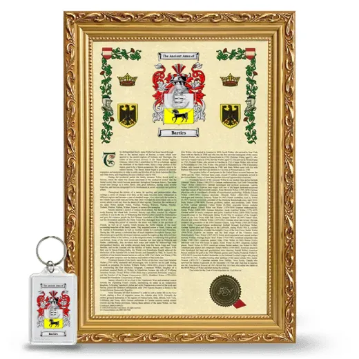 Barties Framed Armorial History and Keychain - Gold