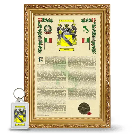 Basave Framed Armorial History and Keychain - Gold