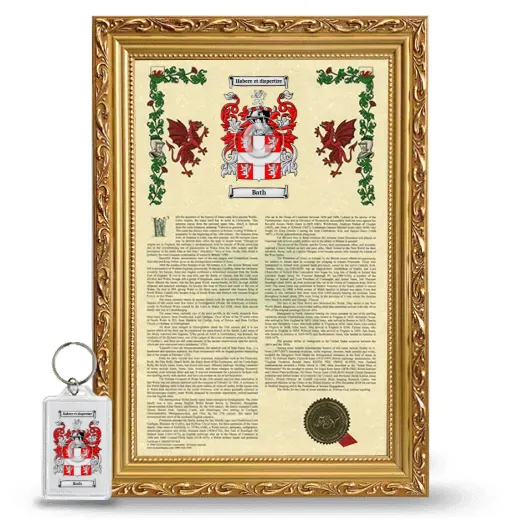 Bath Framed Armorial History and Keychain - Gold