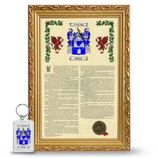 Bathory Framed Armorial History and Keychain - Gold