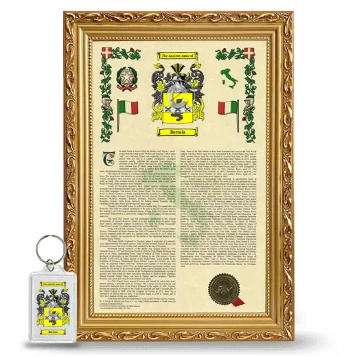 Battaia Framed Armorial History and Keychain - Gold
