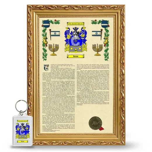 Baum Framed Armorial History and Keychain - Gold