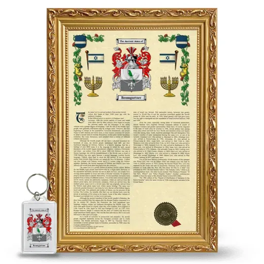 Baumgartner Framed Armorial History and Keychain - Gold