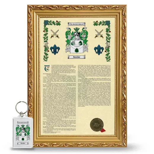 Bazaine Framed Armorial History and Keychain - Gold