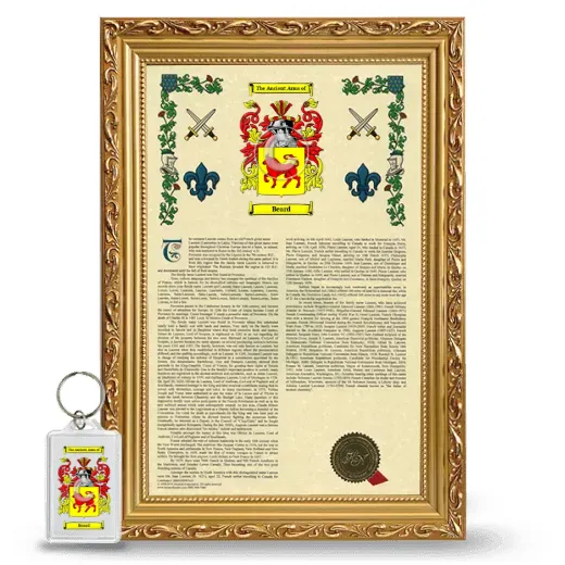 Beard Framed Armorial History and Keychain - Gold