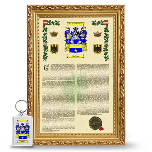 Beckler Framed Armorial History and Keychain - Gold