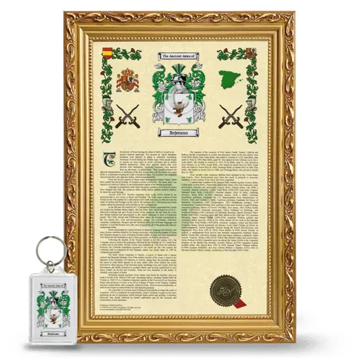 Bejerano Framed Armorial History and Keychain - Gold