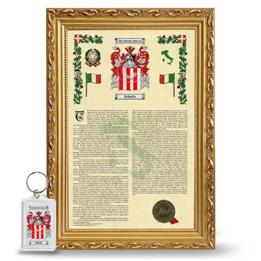 Belardo Framed Armorial History and Keychain - Gold
