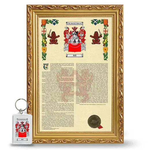 Bell Framed Armorial History and Keychain - Gold