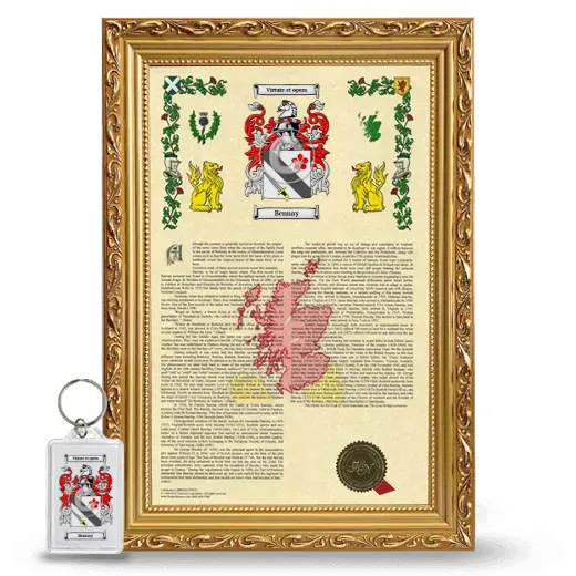 Bennay Framed Armorial History and Keychain - Gold