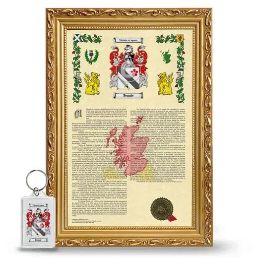 Bennie Framed Armorial History and Keychain - Gold