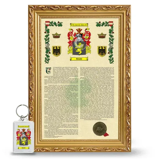 Benzie Framed Armorial History and Keychain - Gold