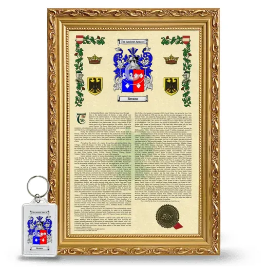 Berans Framed Armorial History and Keychain - Gold