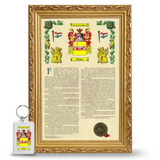 Bergen Framed Armorial History and Keychain - Gold