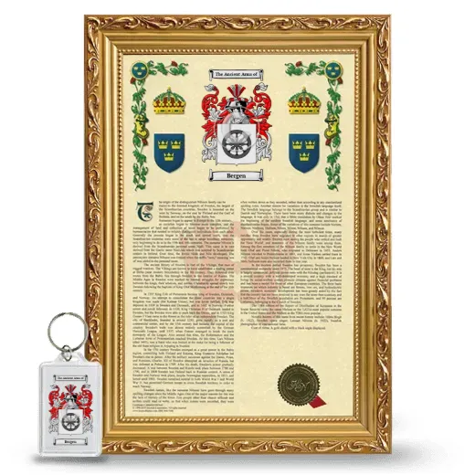 Bergen Framed Armorial History and Keychain - Gold