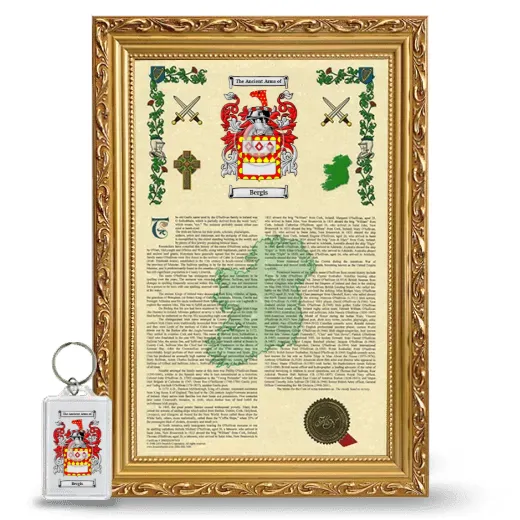 Bergis Framed Armorial History and Keychain - Gold