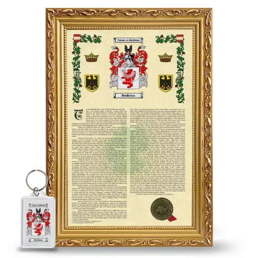 Beukema Framed Armorial History and Keychain - Gold