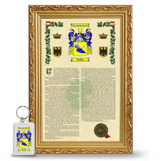 Beuling Framed Armorial History and Keychain - Gold
