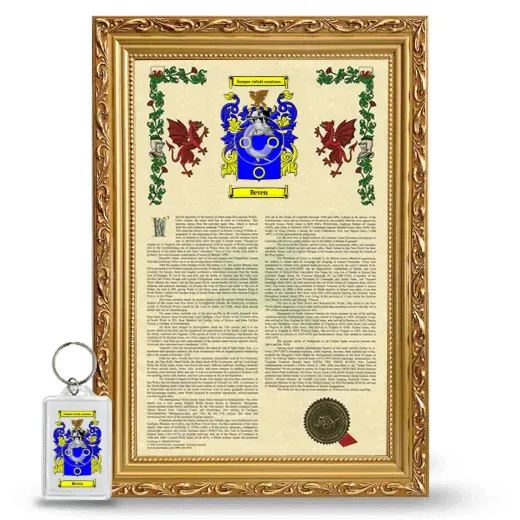 Beven Framed Armorial History and Keychain - Gold