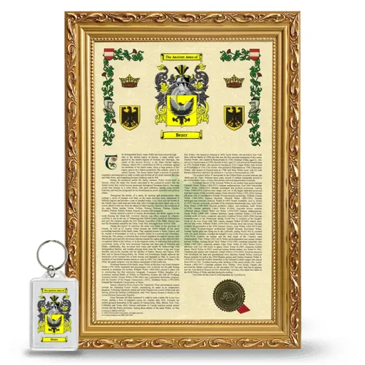 Bezer Framed Armorial History and Keychain - Gold