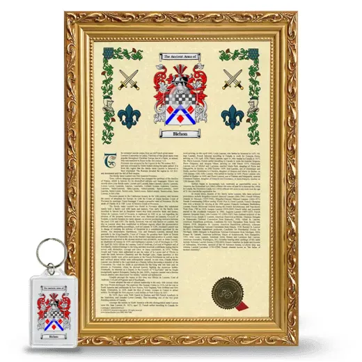Bichon Framed Armorial History and Keychain - Gold