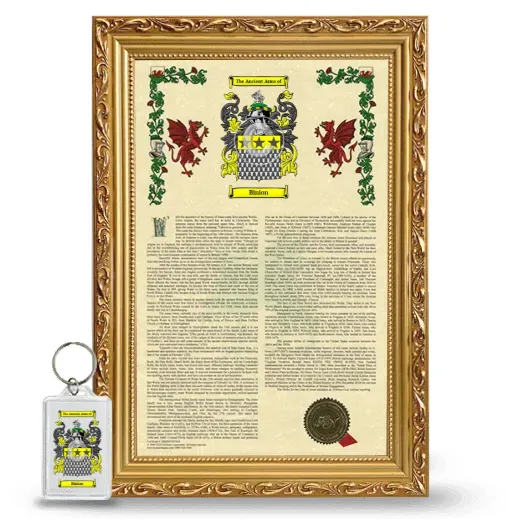 Binion Framed Armorial History and Keychain - Gold
