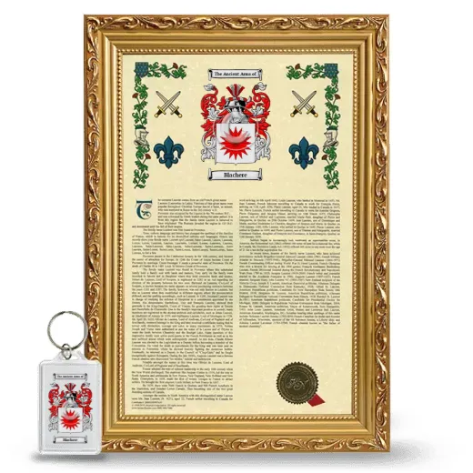 Blachere Framed Armorial History and Keychain - Gold