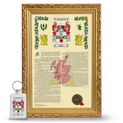 Blaine Framed Armorial History and Keychain - Gold