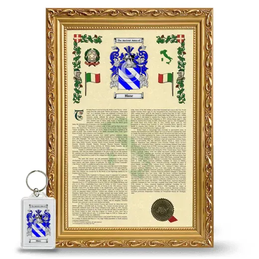 Blanc Framed Armorial History and Keychain - Gold