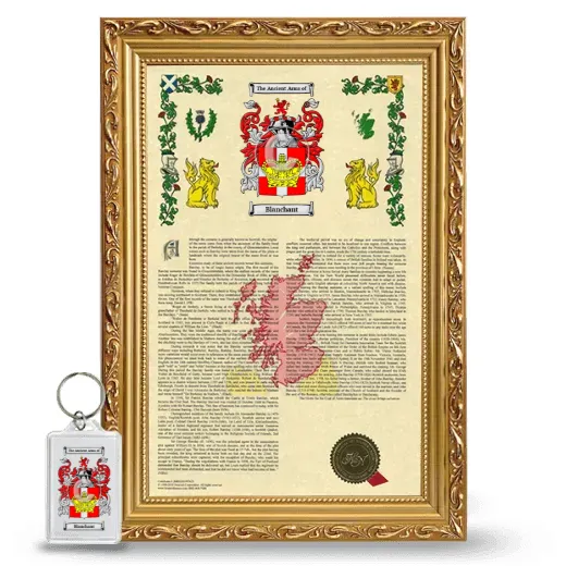 Blanchant Framed Armorial History and Keychain - Gold