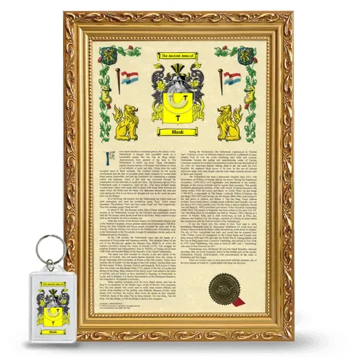 Blank Framed Armorial History and Keychain - Gold