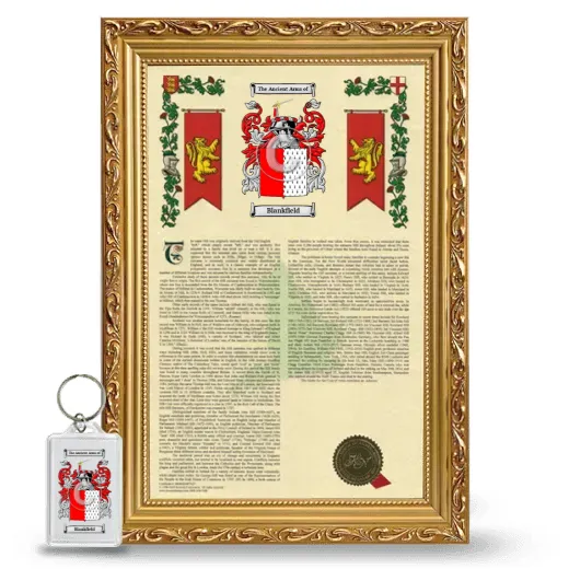 Blankfield Framed Armorial History and Keychain - Gold