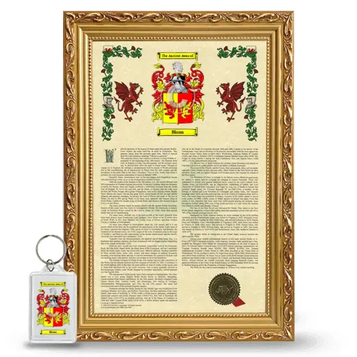Blann Framed Armorial History and Keychain - Gold