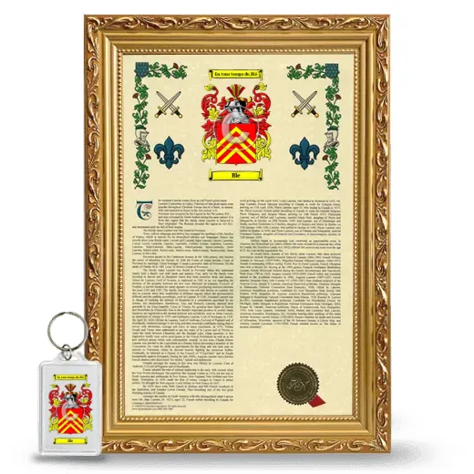 Ble Framed Armorial History and Keychain - Gold