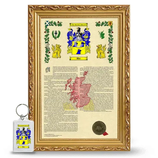 Blue Framed Armorial History and Keychain - Gold