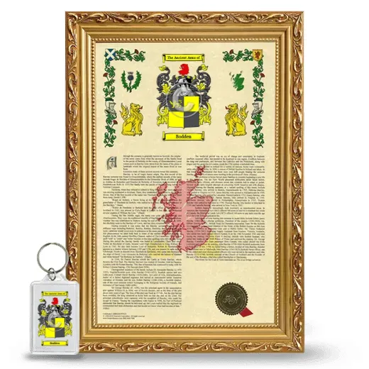 Bodden Framed Armorial History and Keychain - Gold