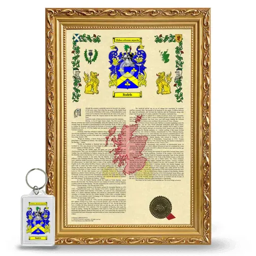 Bodels Framed Armorial History and Keychain - Gold