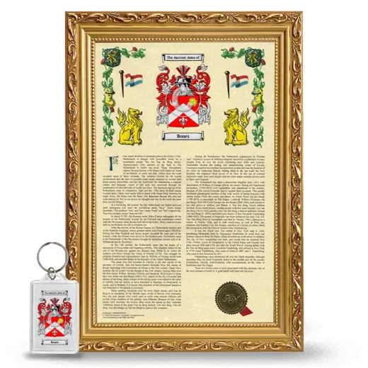 Bones Framed Armorial History and Keychain - Gold