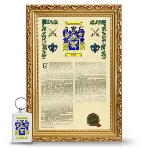 Bonin Framed Armorial History and Keychain - Gold