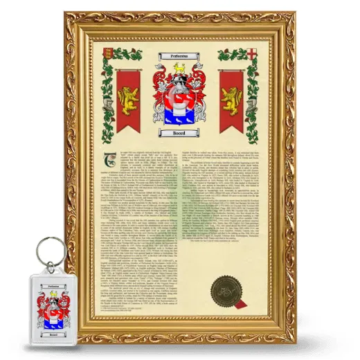 Boord Framed Armorial History and Keychain - Gold